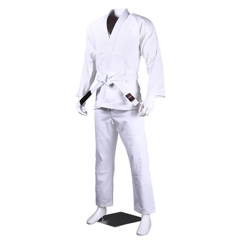 Brasileiro Jujitsu Gi Quimono Leve, Uniforme BJJ, Branco Azul Preto, 450Gsm