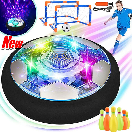 Conjunto de brinquedo de boliche interno para meninos e meninas, bola de futebol 4 em 1, bola flutuante com luz LED, presente