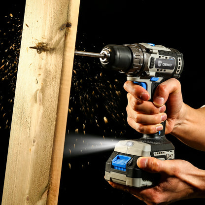 DEKO 20V Brushless Cordless Drill 42N.M Electric Screwdriver,18+1 Torque Settings,2-Speeds,3/8" Keyless Chuck Power Tools