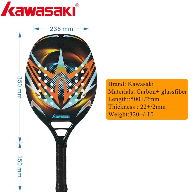 Kawasaki Power Beach Tennis Racket, Fibra de carbono e Glassfiber, 20, 30