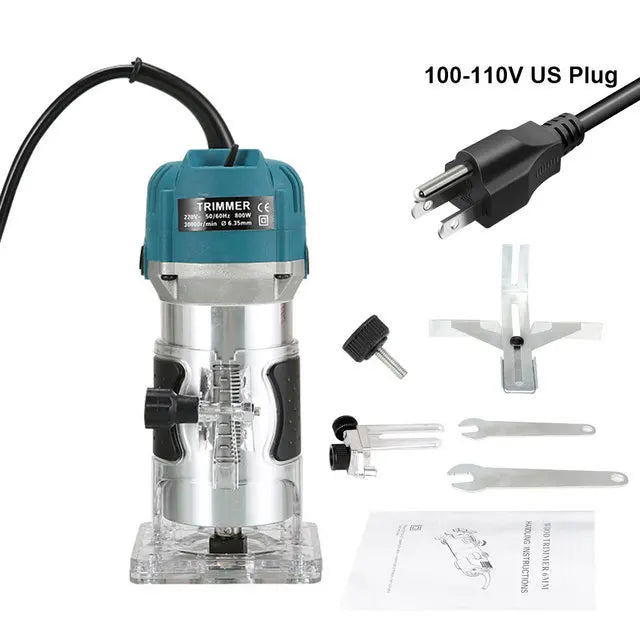 800W 30000RPM Wood Router Machine Woodworking Electric Trimmer 1/4 Inch Wood Carving Milling Cutting Tools Carpenter Power Tools