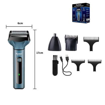 Kemei Hair Clipper Electric Shaver 3 In 1 Nose Hair Trimmer Men Rechargeable Cordless Foil Beard Razor Grooming Shaving Machine