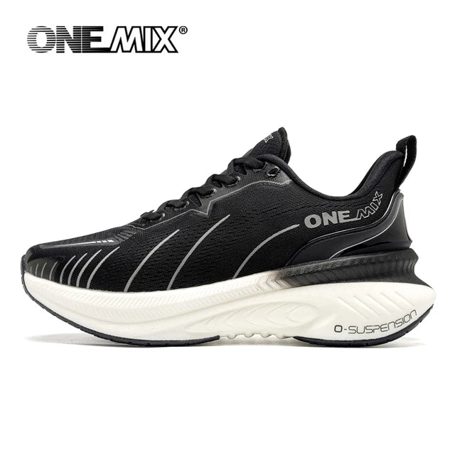 Onemix novo amortecimento tênis de corrida para homens adequados corredores pesados rendas até esportes feminino antiderrapante ao ar livre atlético masculino tênis