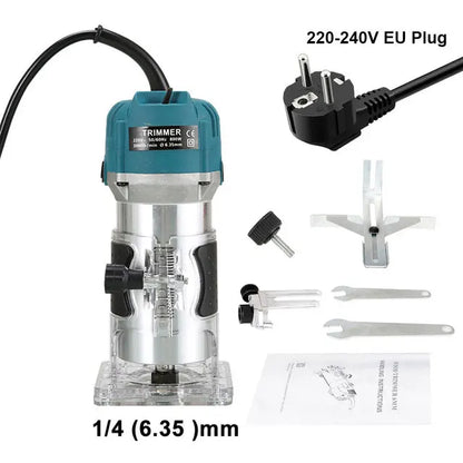 800W 30000RPM Wood Router Machine Woodworking Electric Trimmer 1/4 Inch Wood Carving Milling Cutting Tools Carpenter Power Tools