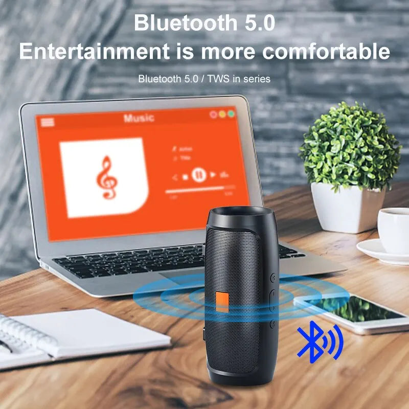 Sem fio portátil estéreo TWS Bluetooth Dual Speaker, leitor de música, subwoofer, impermeável, suporte de rádio FM, TF